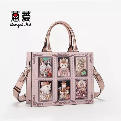 Sweet Rose Rococo Cat Portrait Small and Large Tote Bag(Limited Stock/5 Colours/Full Payment Without Shipping)